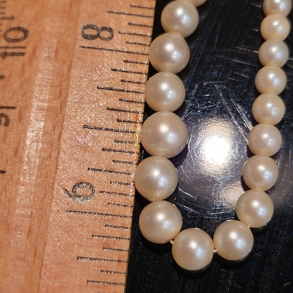 10kt White Gold Graduated Pearl Necklace 17" Vintage - Picture 6 of 14